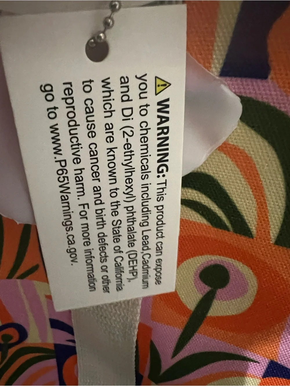 Pink & Orange Abstract Patterned Insulated Tote Bag NWT